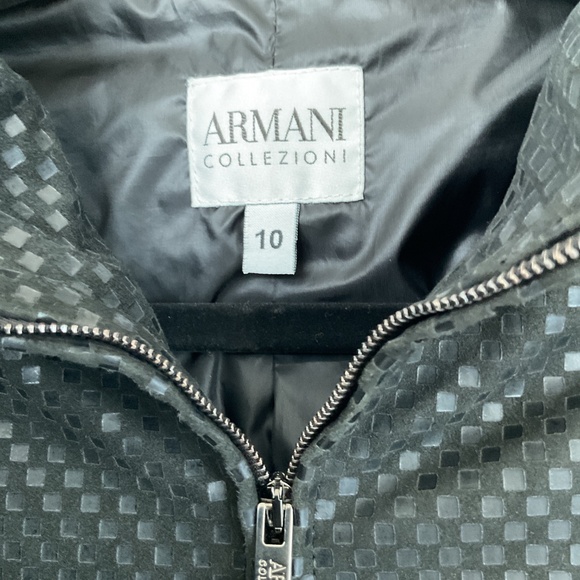 Armani Collezioni Leather/Nylon Black Jacket Size 10 - Picture 2 of 9